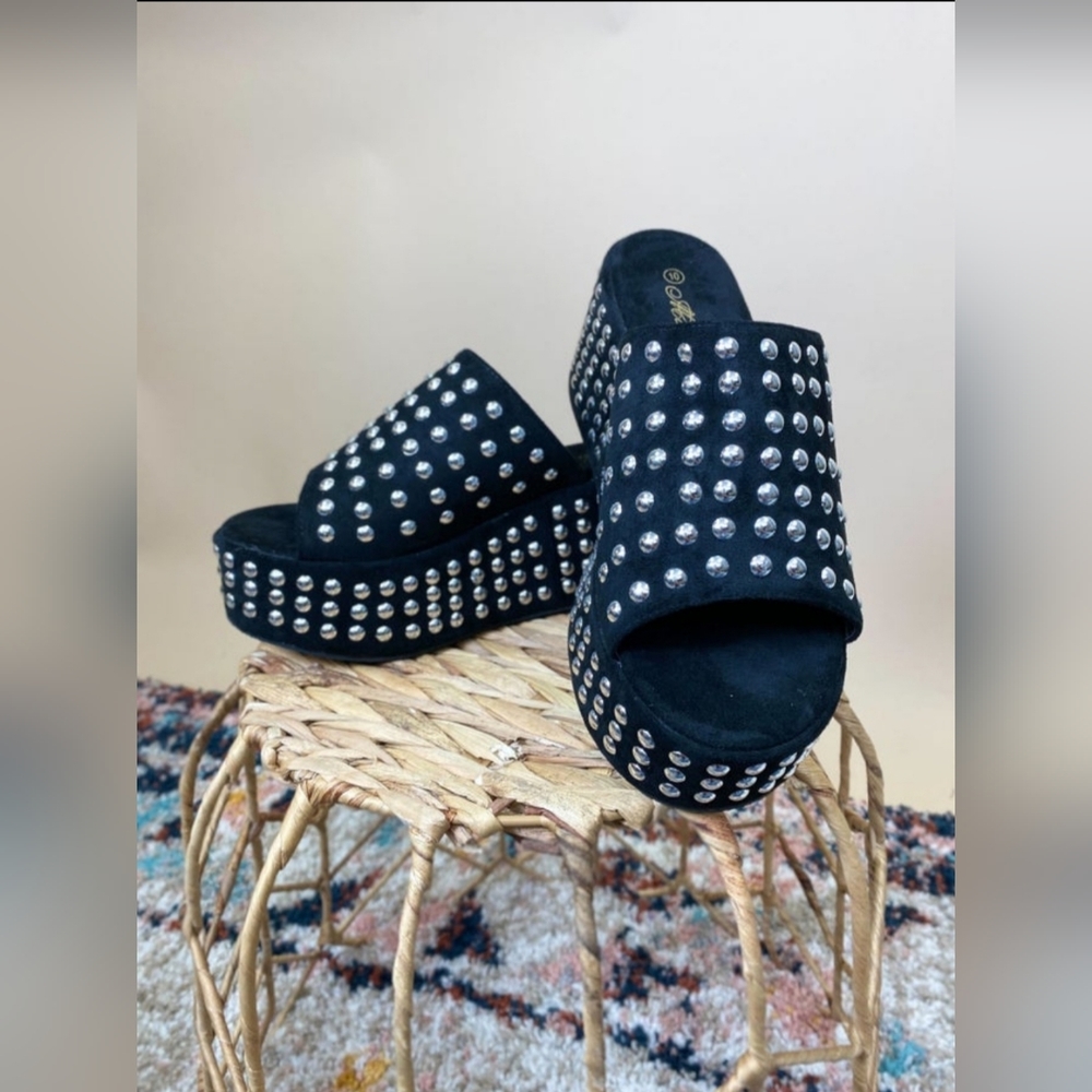 Platform Studded Wedges - Size 10